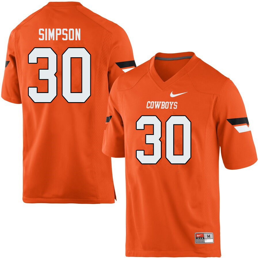 Men #30 Gabe Simpson Oklahoma State Cowboys College Football Jerseys Sale-Orange